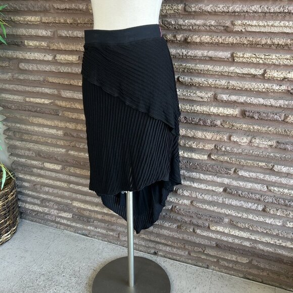 Hard Tail Forever Black Mini Pleated Asymmetrical Tiered Skirt Size Small - Picture 7 of 7